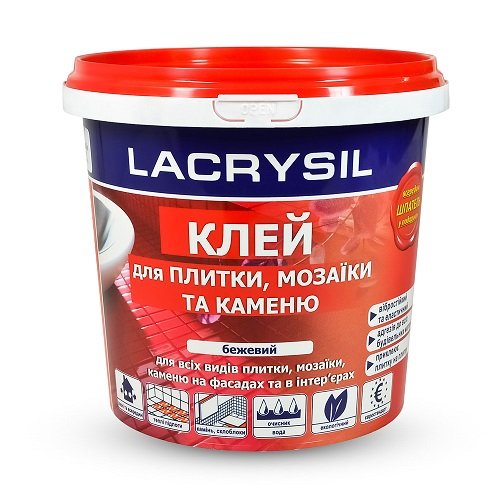 Клей монтажний акриловий Lacrysil "Для плитки, мозаїки та каменю", 1,5 кг, сірий